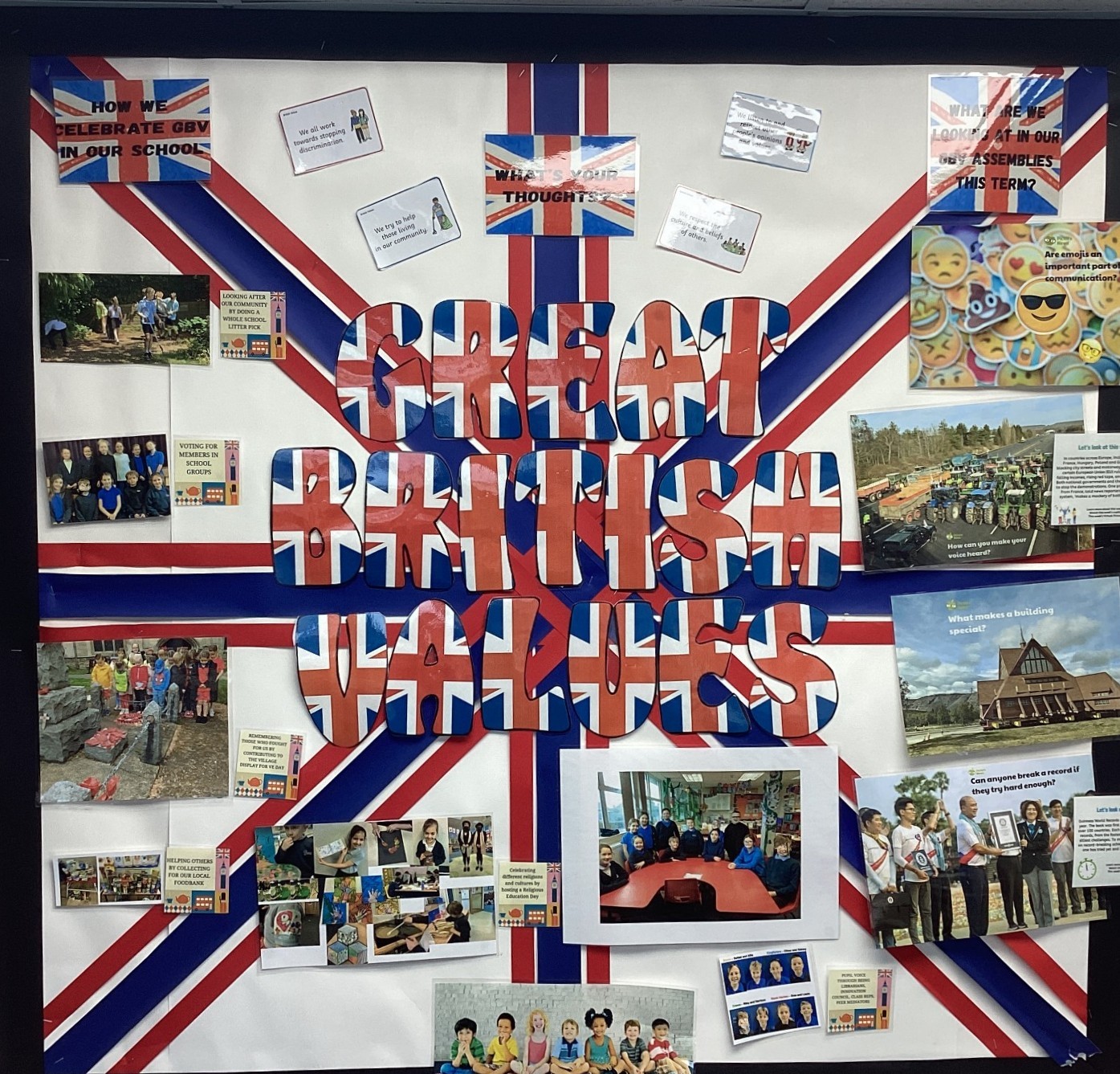 A British values wall display from Beaupre school